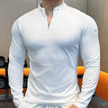 Men's Quick Dry Zip Pullover Long-Sleeved Gym T-Shirt