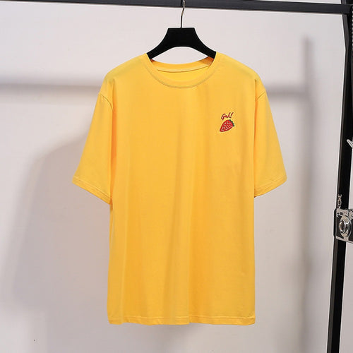 Summer Women's Loose Plus Size Embroidered T-Shirt