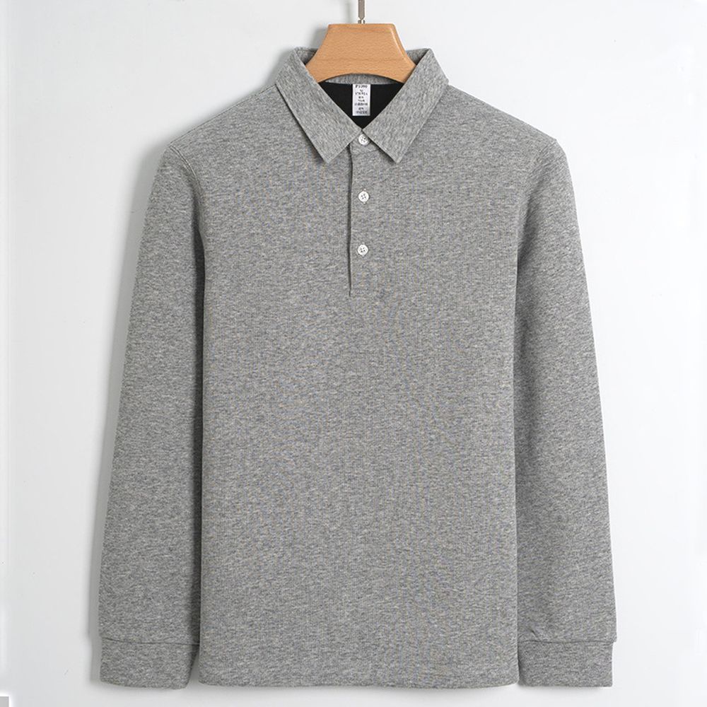 Men's Long-sleeved Elastic Warm Business Casual Polo Shirt