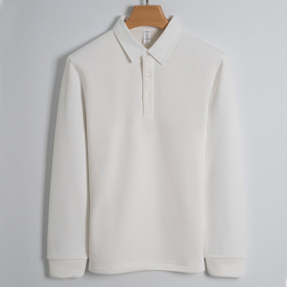 Men's Long-sleeved Elastic Warm Business Casual Polo Shirt