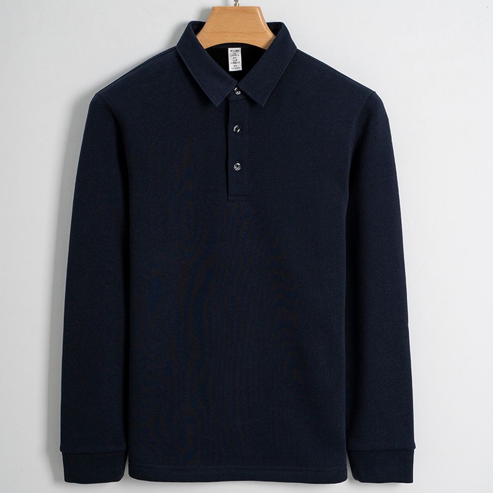 Men's Long-sleeved Elastic Warm Business Casual Polo Shirt