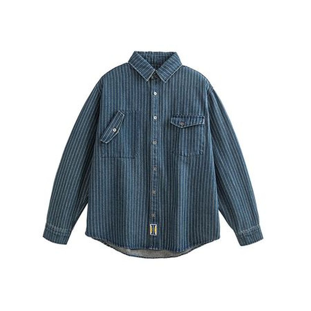 Men's Retro Striped Denim Washed Shirt